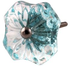 Turquoise Square Glass Flower Cabinet Knobs